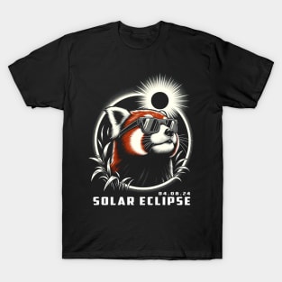 Solar Eclipse Red Pandas: Chic Tee with Playful Tree Climbers T-Shirt